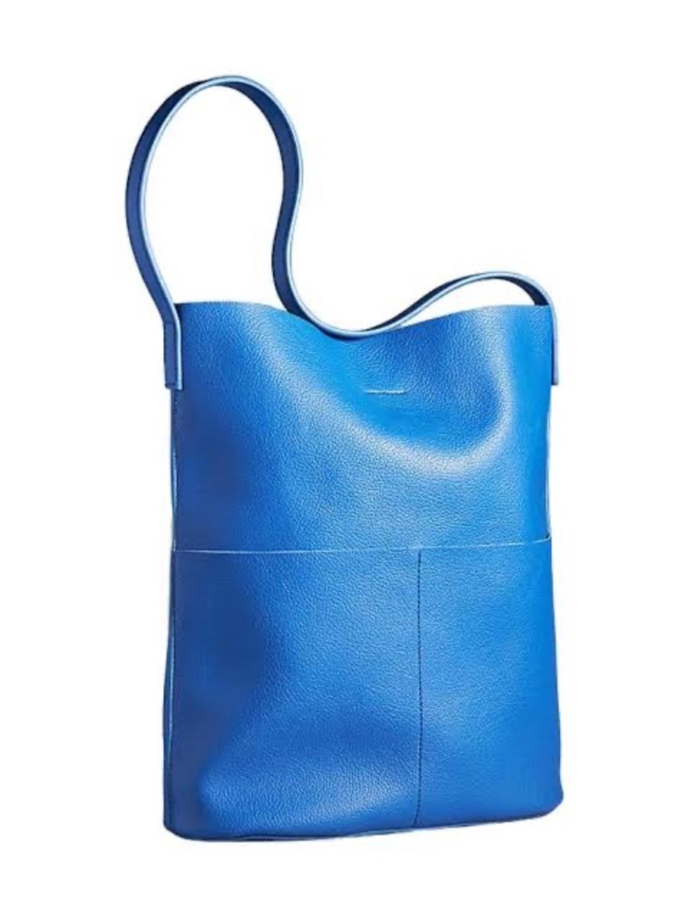 Brand New Anthropologie Joss Faux Leather Bucket Tote in Blue